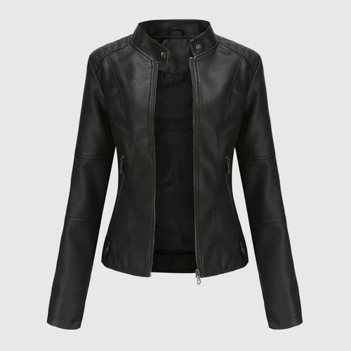 Tailored Leather Jacket for Women with Zipper Closure 0