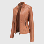 Tailored Leather Jacket for Women with Zipper Closure 3