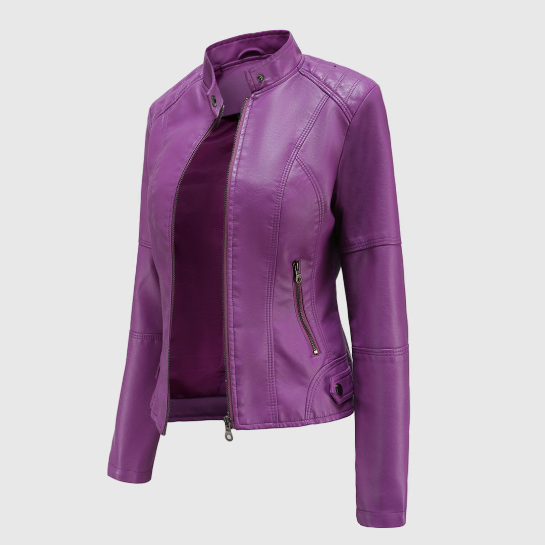 Tailored Leather Jacket for Women with Zipper Closure 5