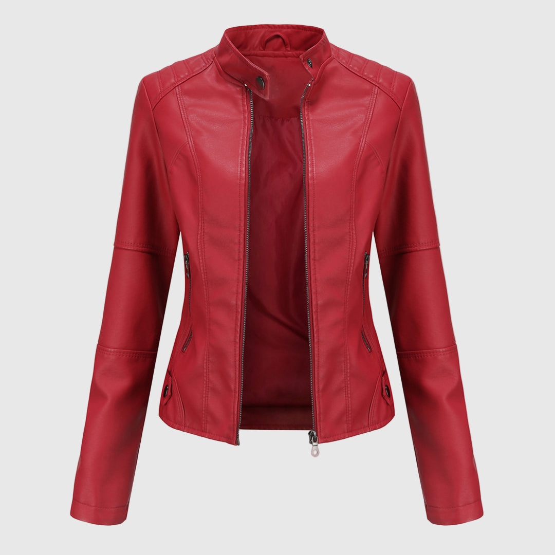 Tailored Leather Jacket for Women with Zipper Closure 6