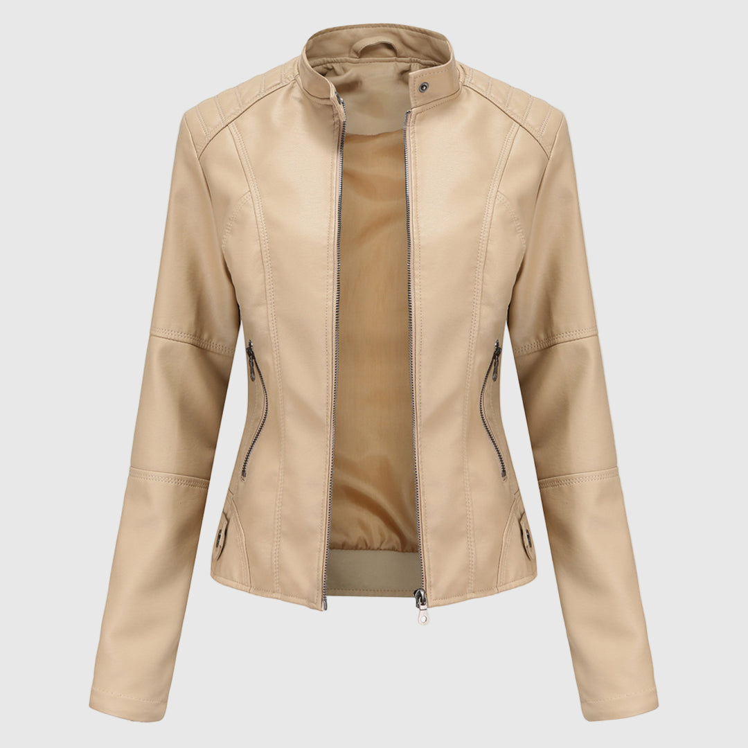 Tailored Leather Jacket for Women with Zipper Closure 7