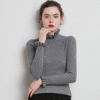 Turtleneck Pullover Sweater for Women, Regular Fit