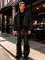 Two-Layer Faux Leather Gothic Hoodie Jacket