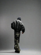 Two-Layer Faux Leather Gothic Hoodie Jacket