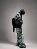 Two-Layer Faux Leather Gothic Hoodie Jacket