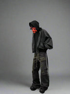 Two-Layer Faux Leather Gothic Hoodie Jacket