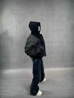 Two-Layer Faux Leather Gothic Hoodie Jacket