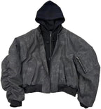 Two-Layer Faux Leather Gothic Hoodie Jacket