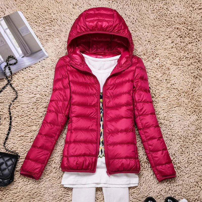 Ultralight Down Puffer Jacket with Hood for Women