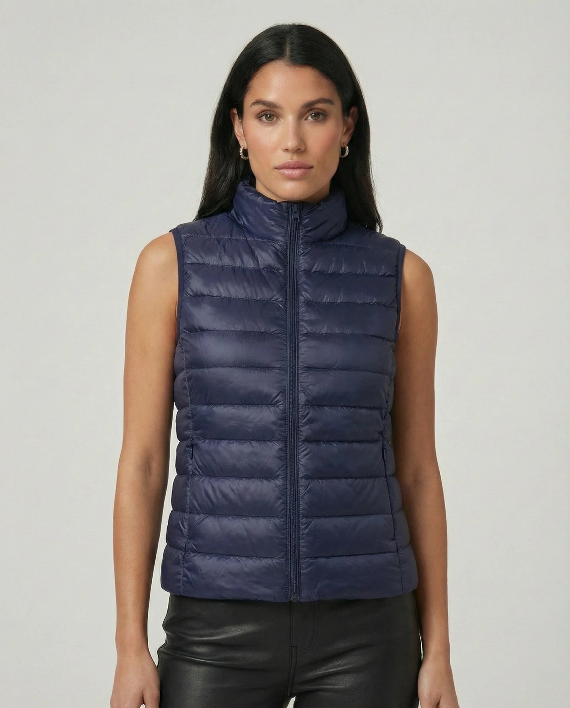 Ultralight Quilted Women's Vest with Stand-Up Collar