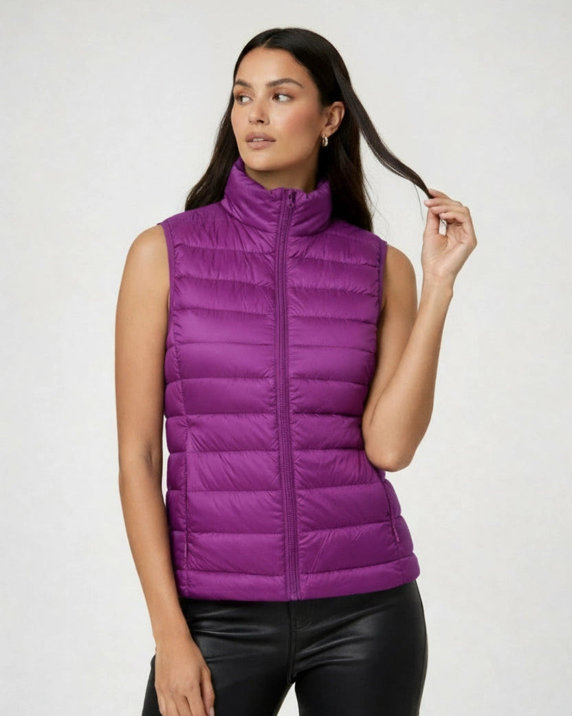 Ultralight Quilted Women's Vest with Stand-Up Collar