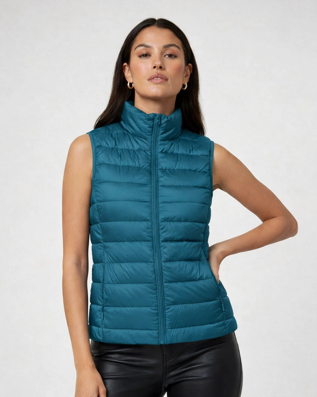 Ultralight Quilted Women's Vest with Stand-Up Collar