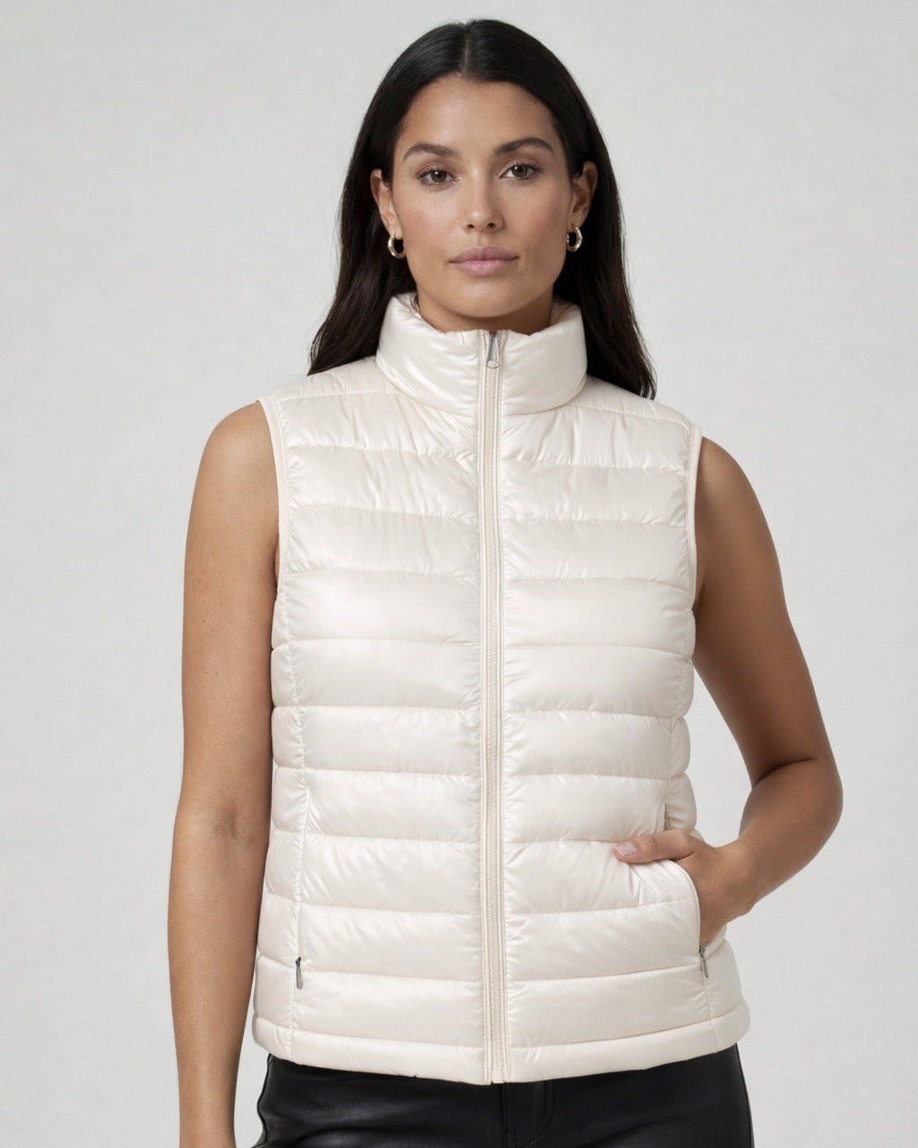Ultralight Quilted Women's Vest with Stand-Up Collar