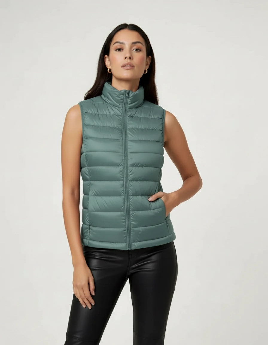 Ultralight Quilted Women's Vest with Stand-Up Collar