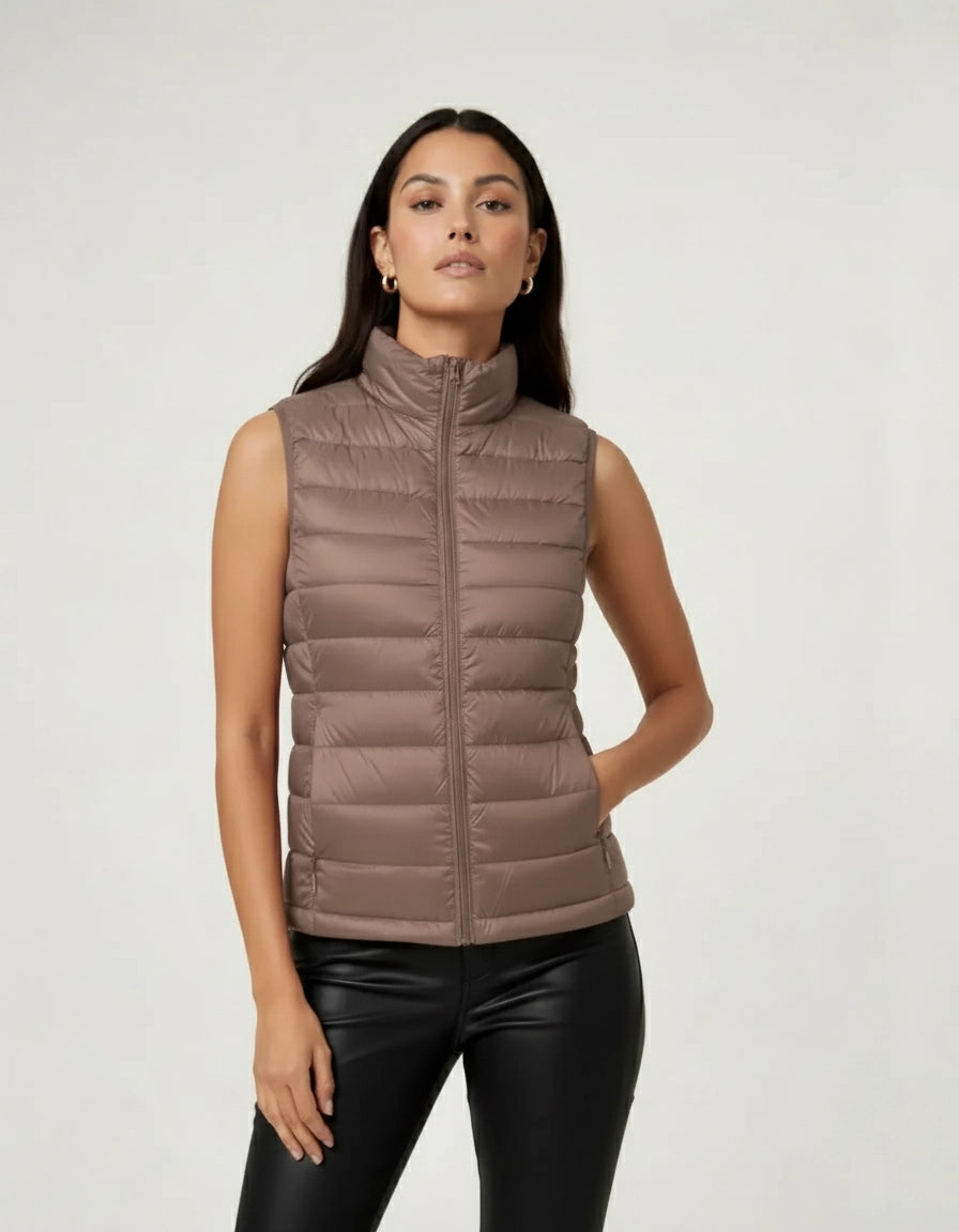 Ultralight Quilted Women's Vest with Stand-Up Collar