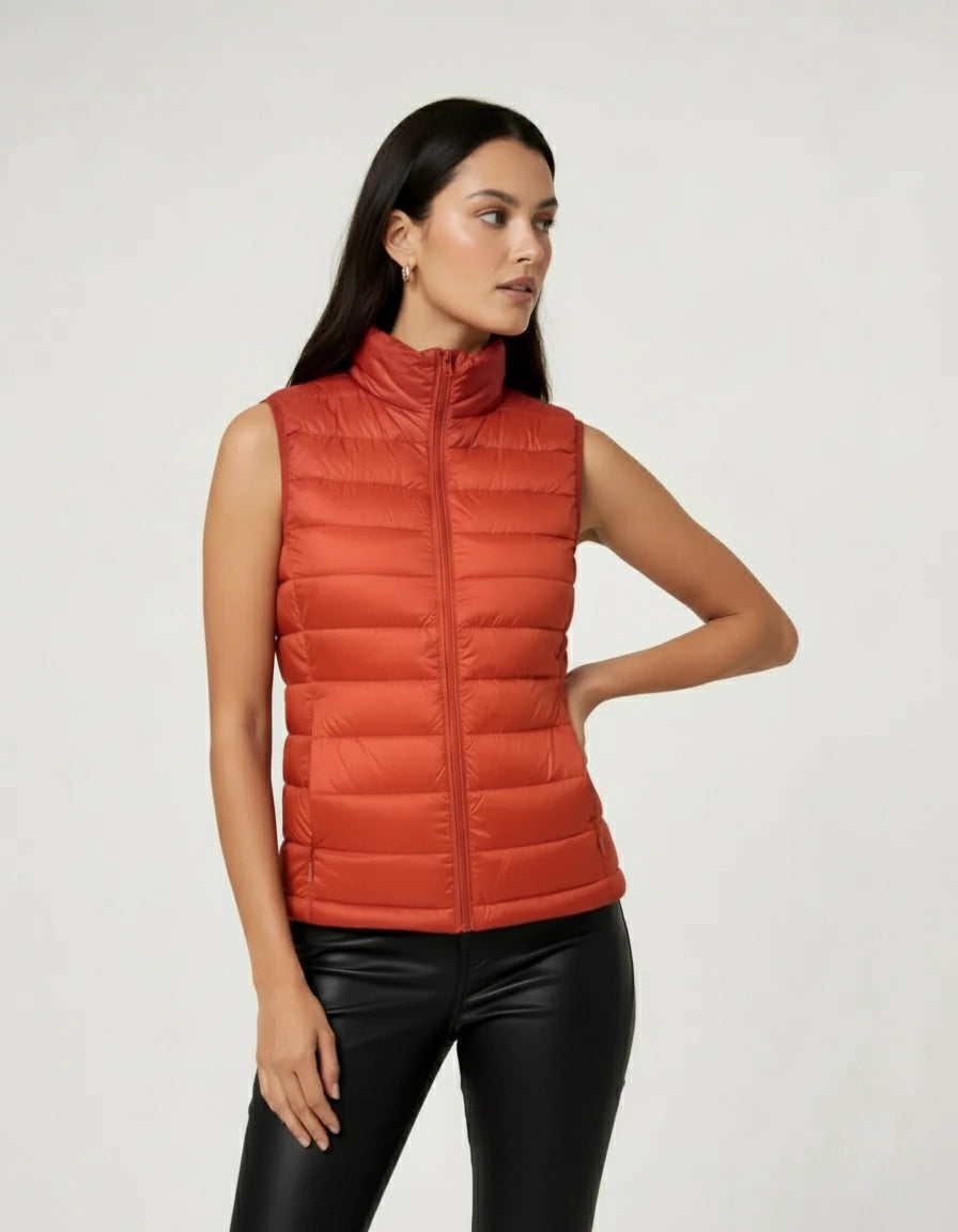 Ultralight Quilted Women's Vest with Stand-Up Collar