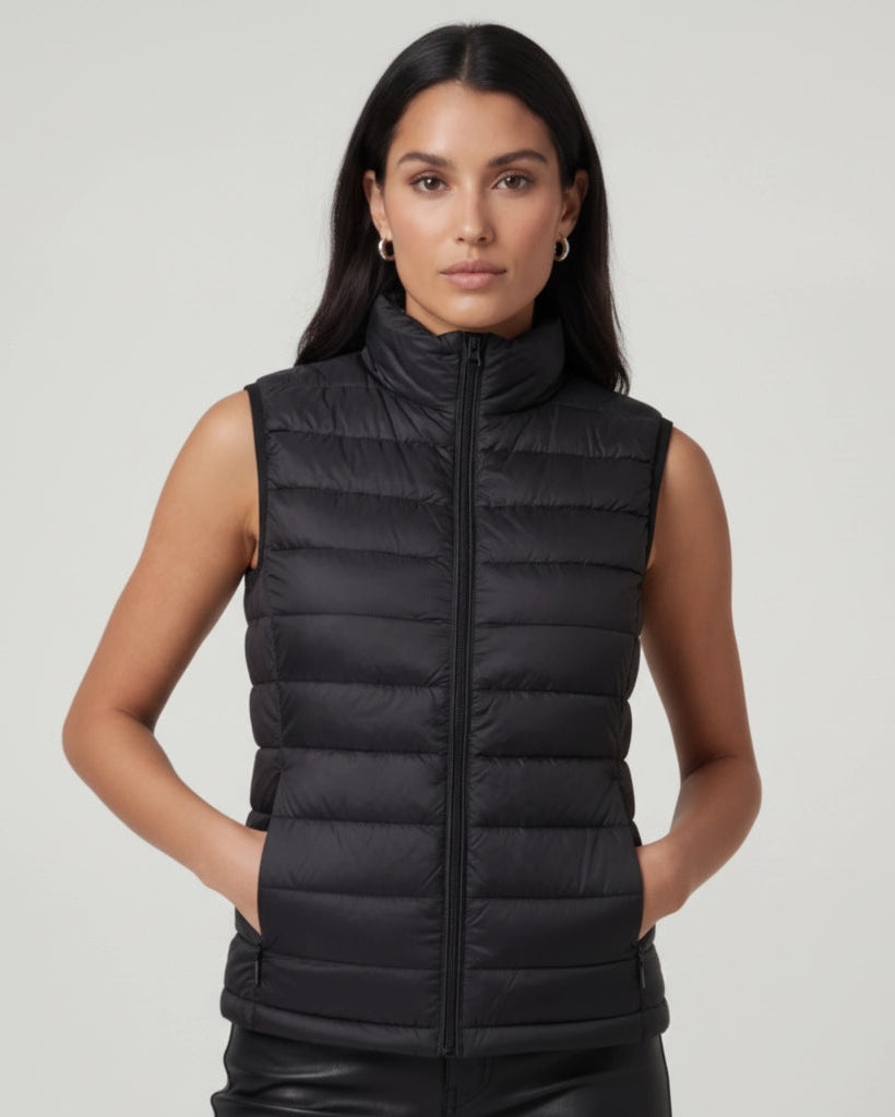 Ultralight Quilted Women's Vest with Stand-Up Collar