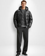 Unisex Medium Length Puffer Jacket with Hood