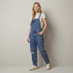 Unisex Relaxed Fit Utility Dungarees with Pockets