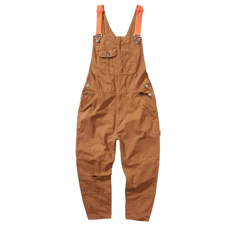 Unisex Relaxed Fit Utility Dungarees with Pockets