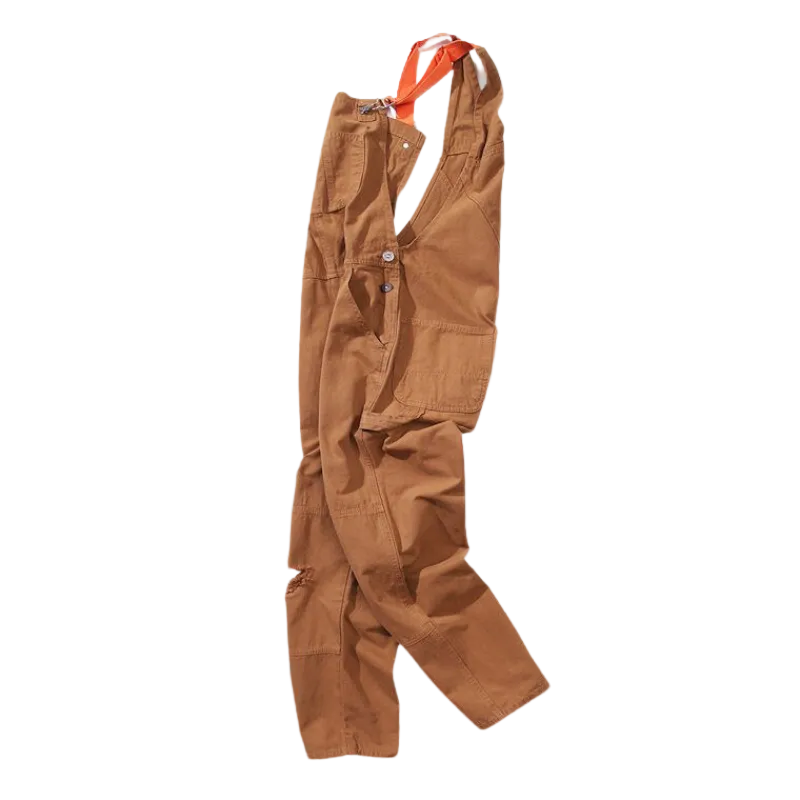 Unisex Relaxed Fit Utility Dungarees with Pockets