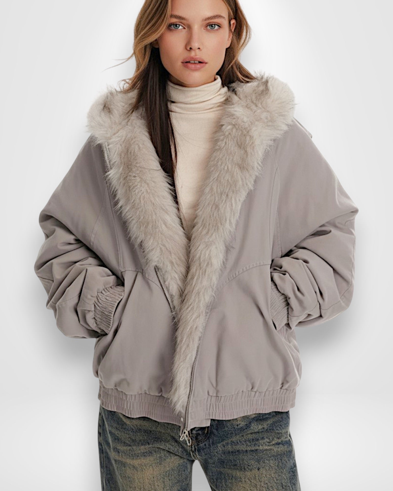 Unisex Winter Jacket with Fluffy Hood and Warm Lining