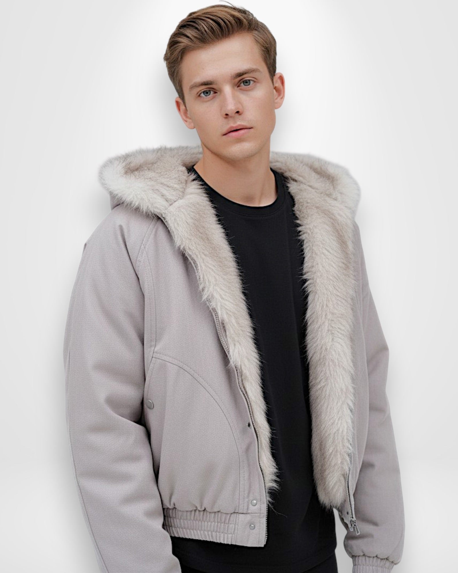 Unisex Winter Jacket with Fluffy Hood and Warm Lining