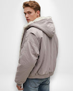 Unisex Winter Jacket with Fluffy Hood and Warm Lining