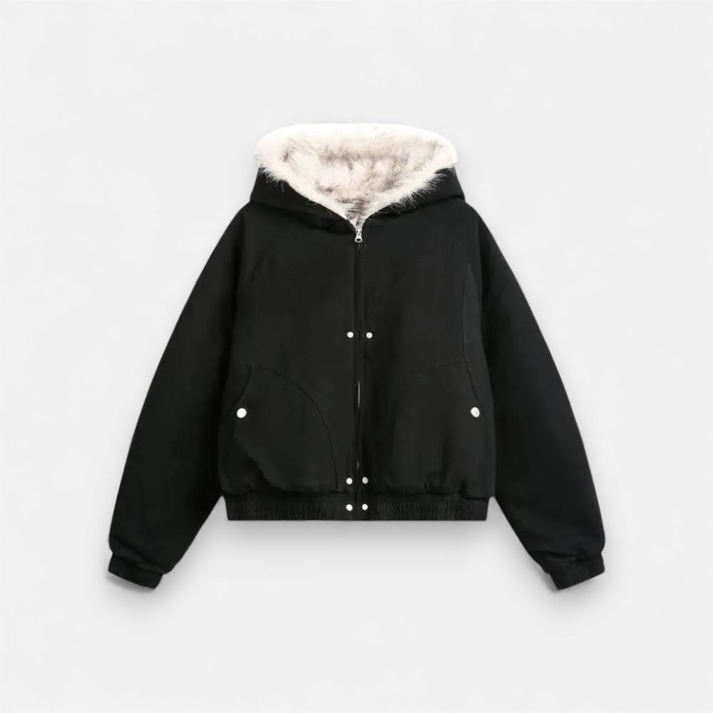 Unisex Winter Jacket with Fluffy Hood and Warm Lining