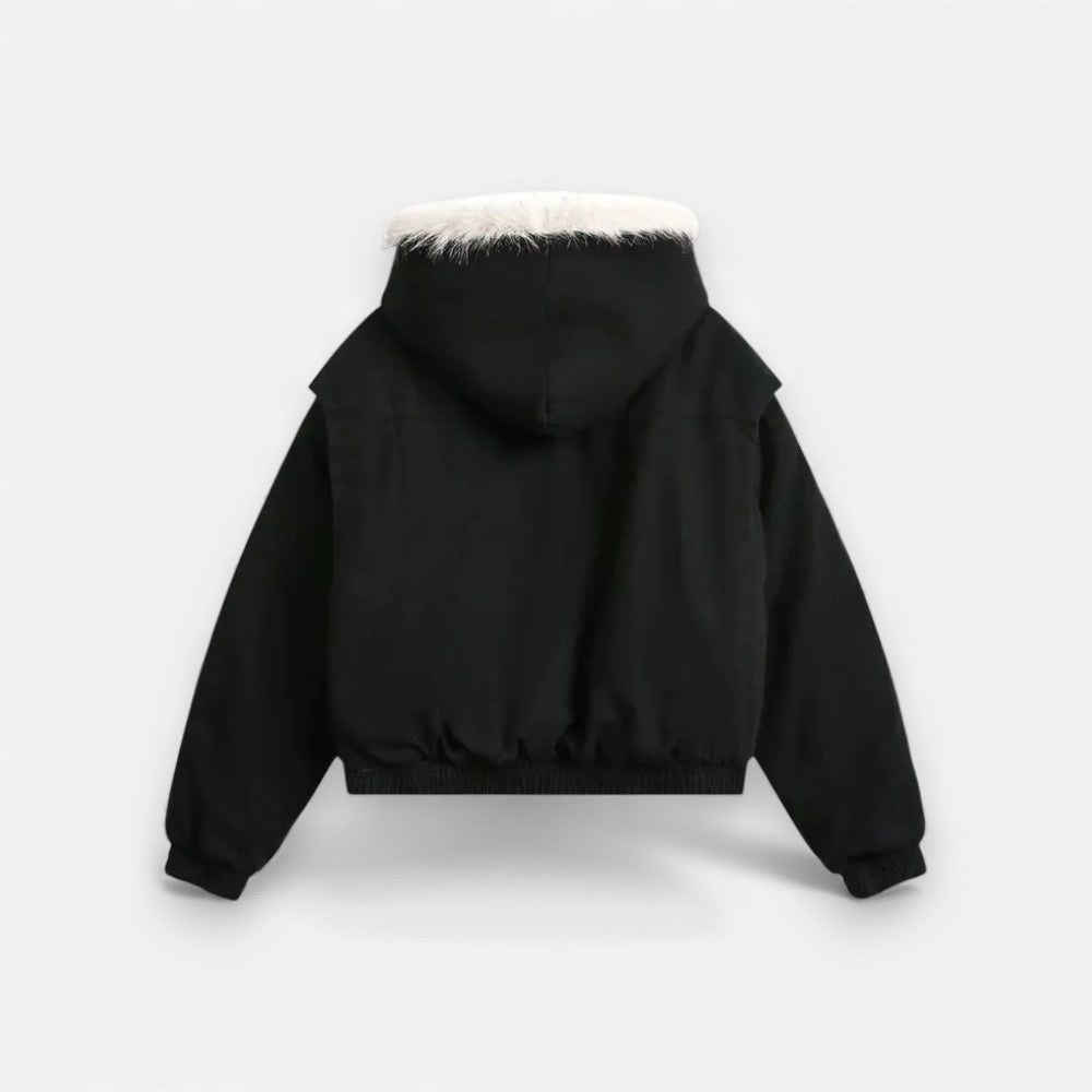 Unisex Winter Jacket with Fluffy Hood and Warm Lining