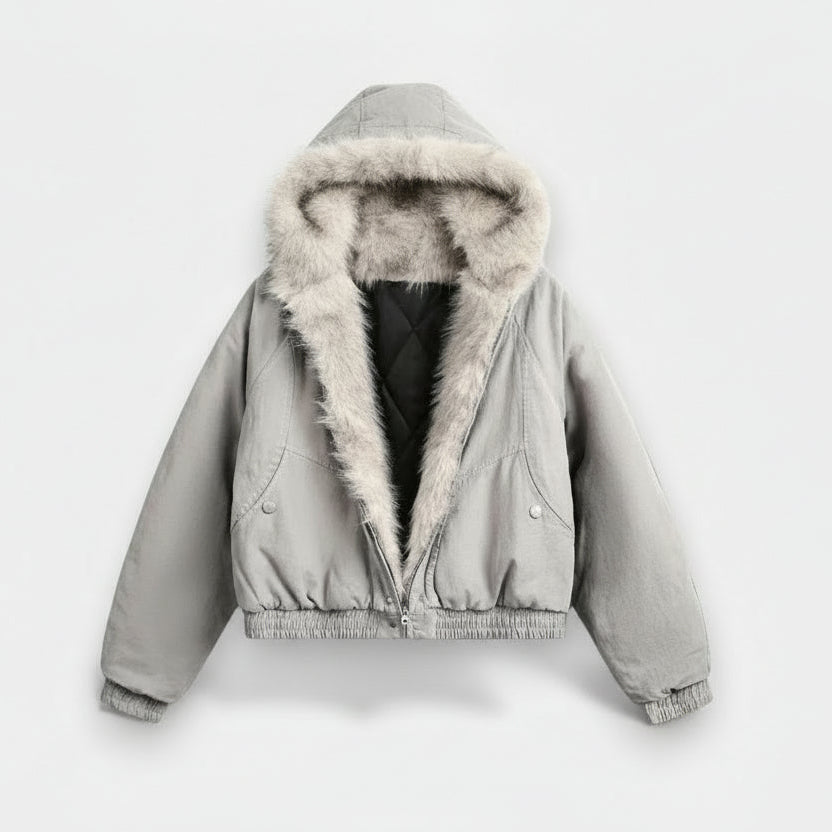 Unisex Winter Jacket with Fluffy Hood and Warm Lining