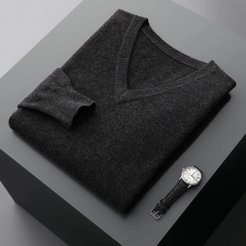 V-Neck Knit Sweater for Men