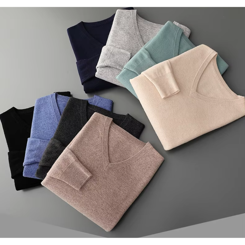 V-Neck Knit Sweater for Men