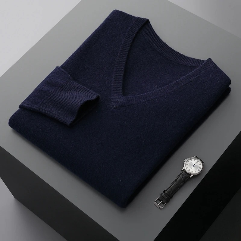V-Neck Knit Sweater for Men