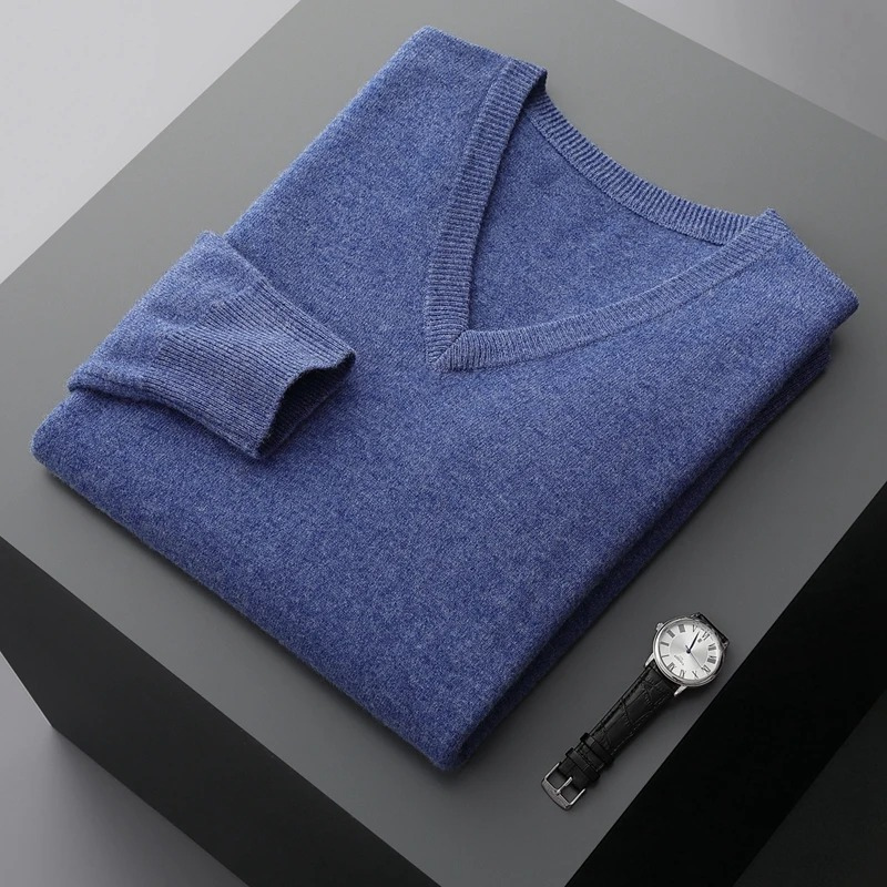 V-Neck Knit Sweater for Men