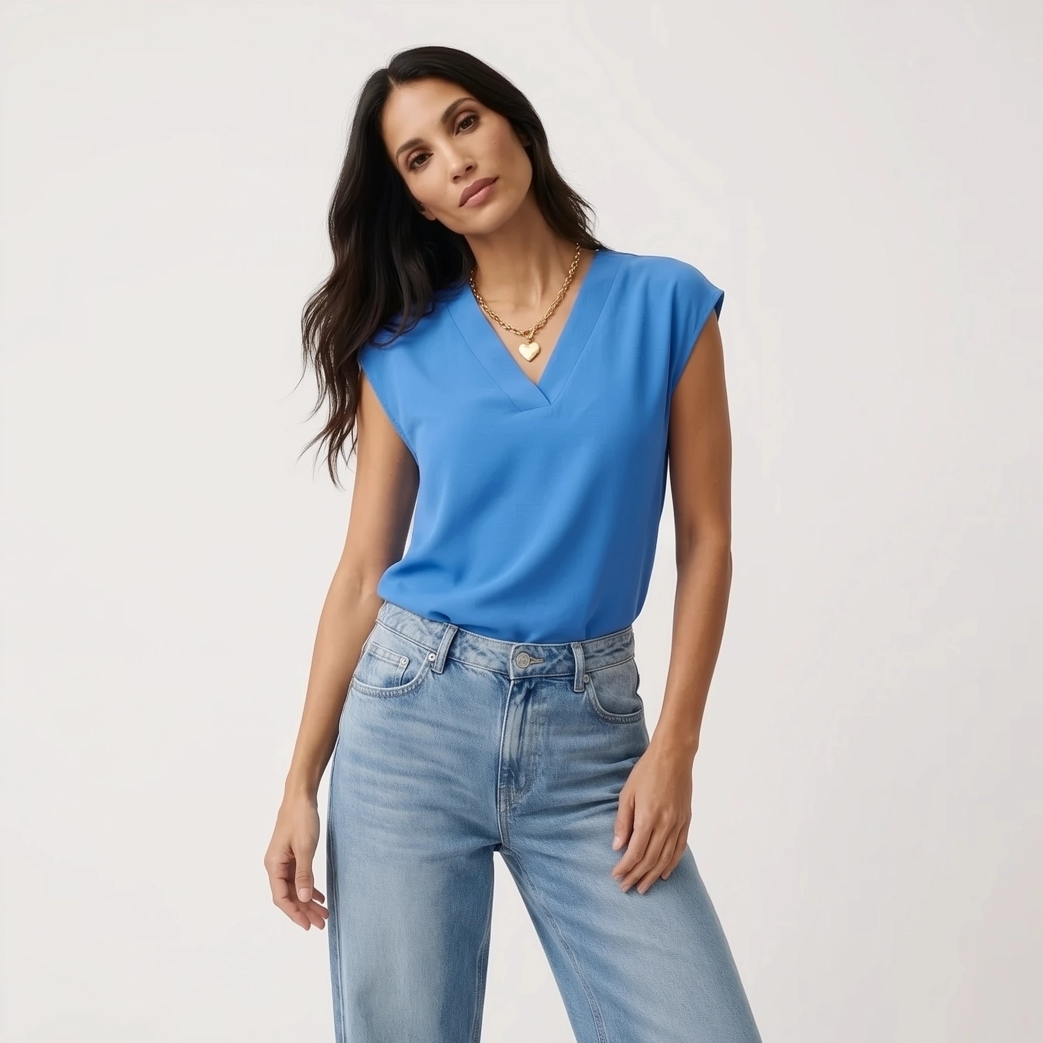 V-Neck Short Sleeve Women's Blouse