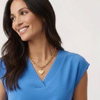 V-Neck Short Sleeve Women's Blouse