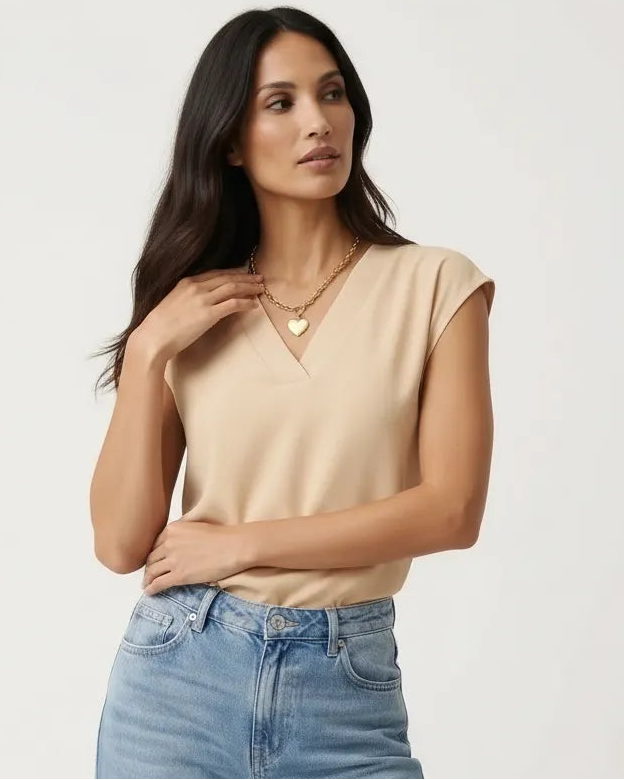 V-Neck Short Sleeve Women's Blouse