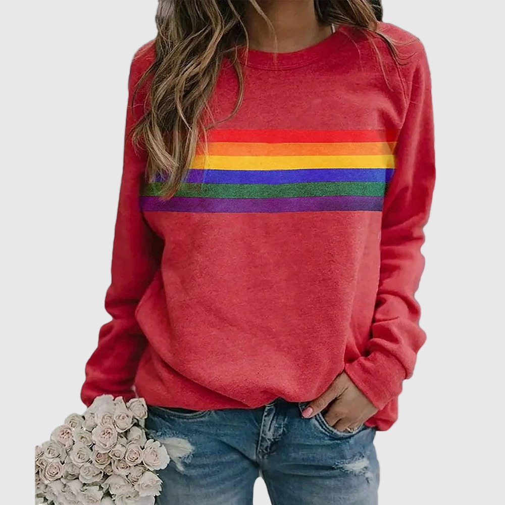 Vibrant Stripe Crewneck Sweatshirt for Women 3