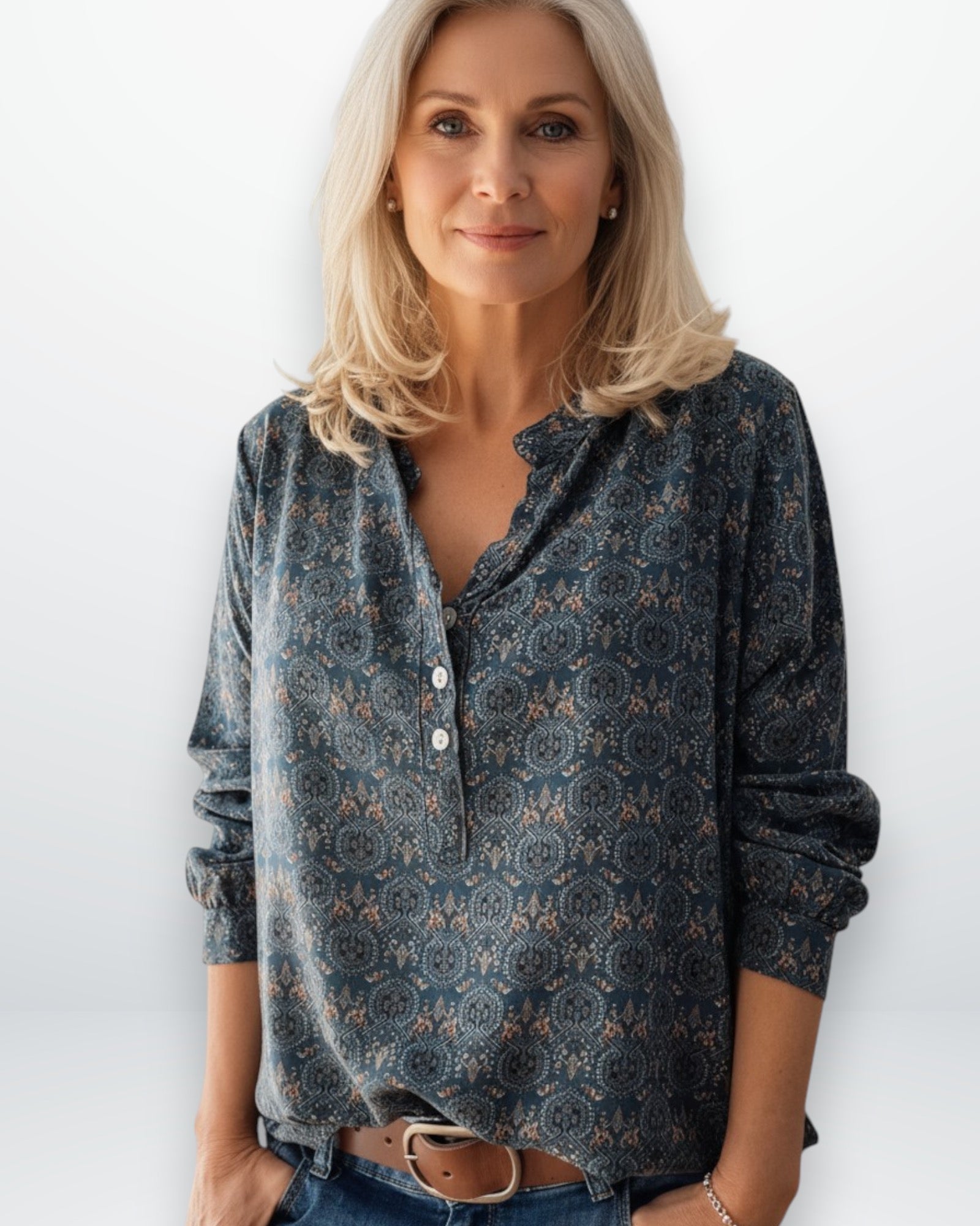 Vintage-Style Long Sleeve Blouse for Women