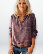 Vintage-Style Long Sleeve Blouse for Women