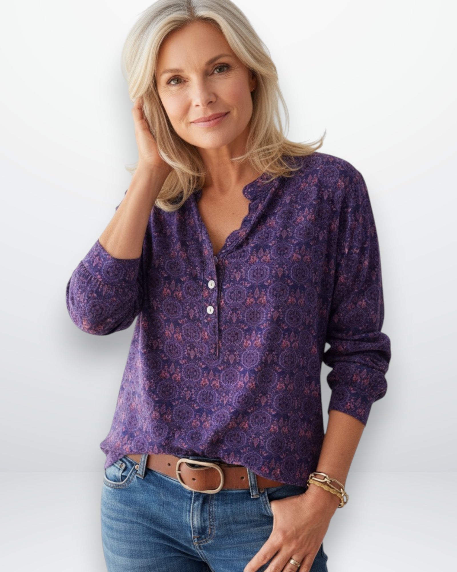 Vintage-Style Long Sleeve Blouse for Women