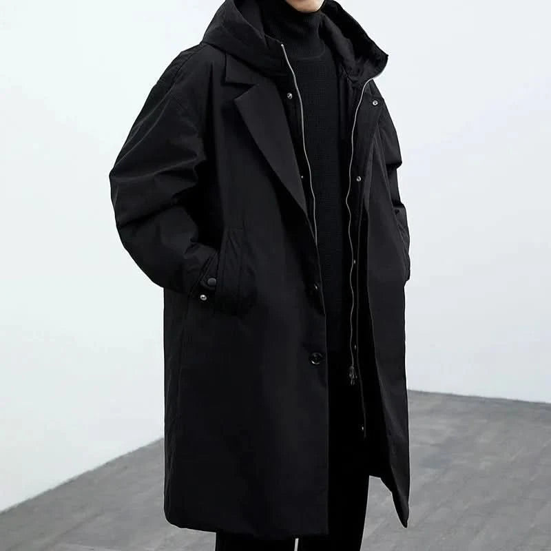 Grosvenor Hooded Coat - Black Side