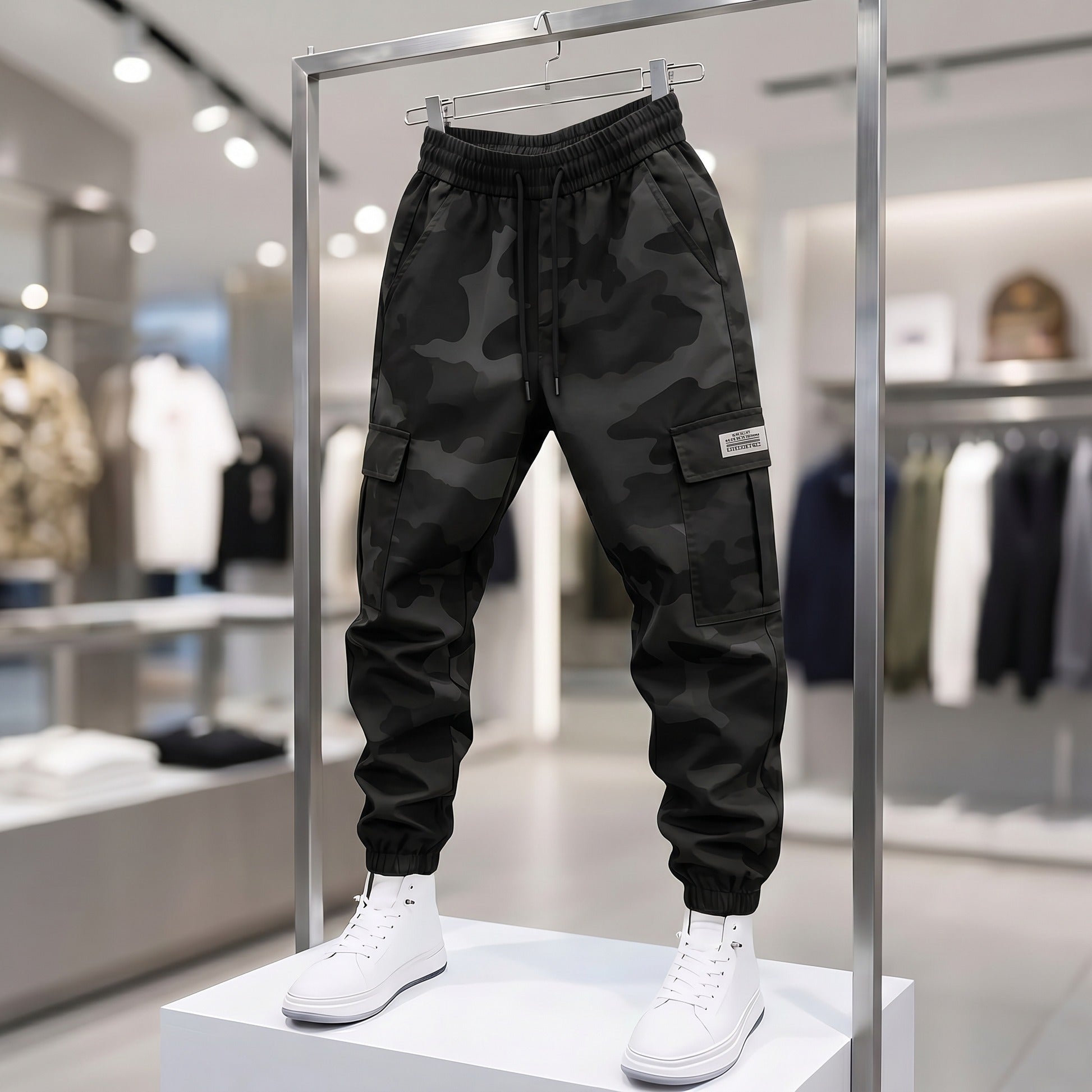 Ridgeborn Camo Cargo Trousers - Black