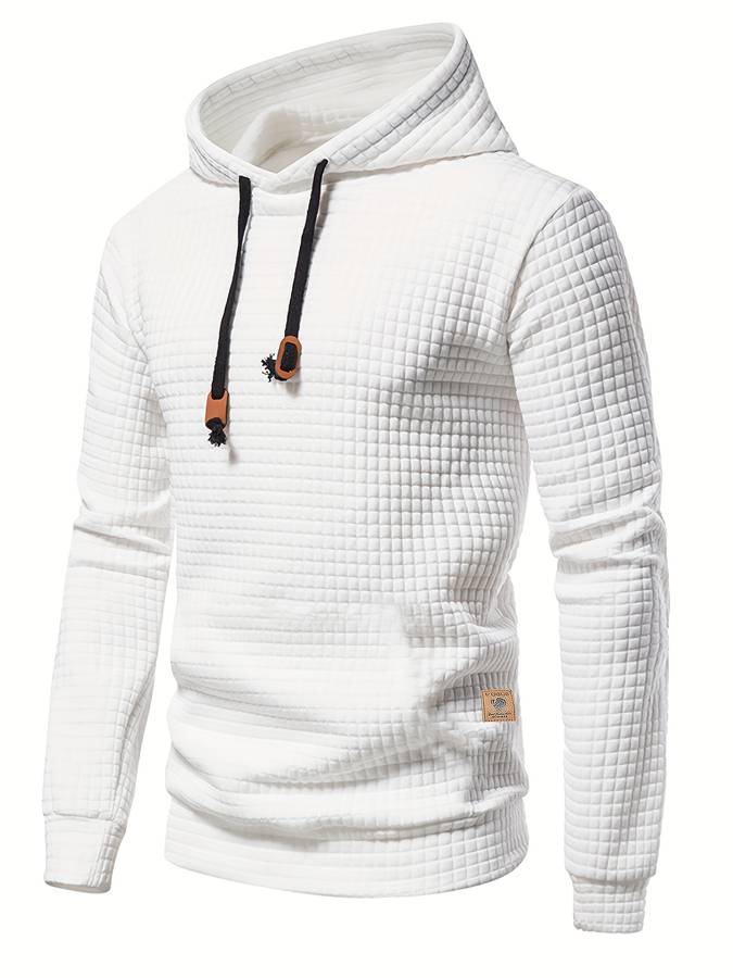 Waffle Knit Hoodie for Men with Classic Hood