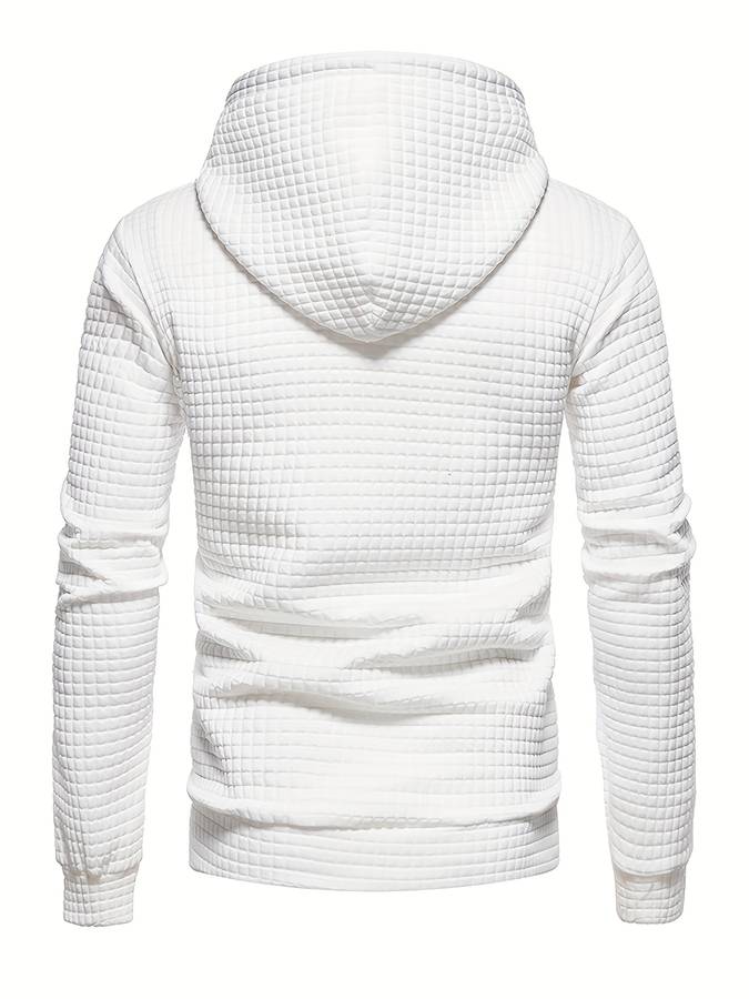 Waffle Knit Hoodie for Men with Classic Hood