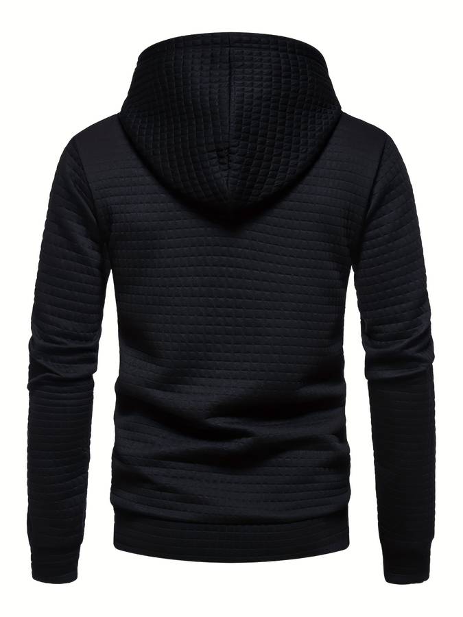 Waffle Knit Hoodie for Men with Classic Hood