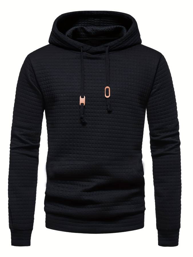 Waffle Knit Hoodie for Men with Classic Hood