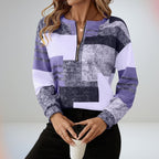 Women's Half Zip Sweatshirt with Abstract Pattern 0