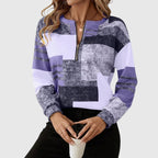 Women's Half Zip Sweatshirt with Abstract Pattern 1